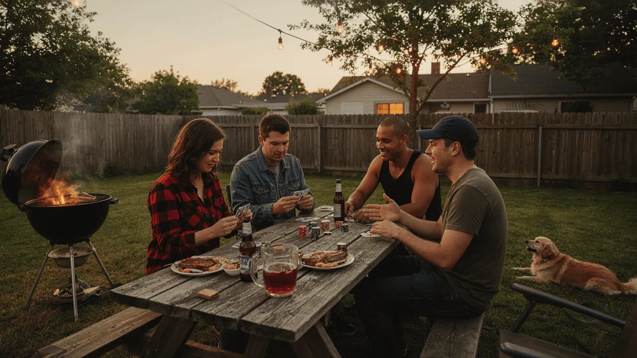 Food on a gas grill with a smoky flavor