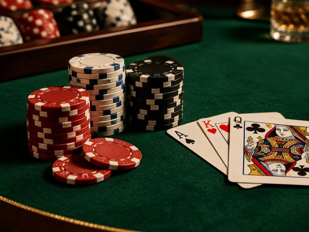 Playing cards and chips as a reminder to keep play responsible